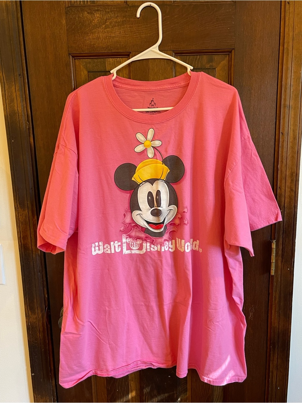 Vintage Disney World Minnie Mouse 3D Graphic Pink T-Shirt 2XL Hanes